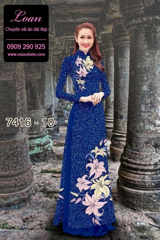 Vải áo dài hoa trên dưới