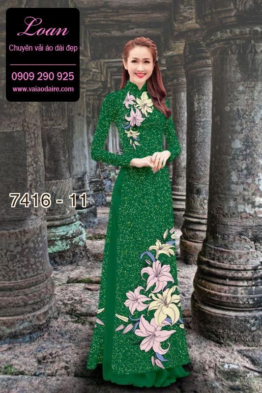 Vải áo dài hoa trên dưới