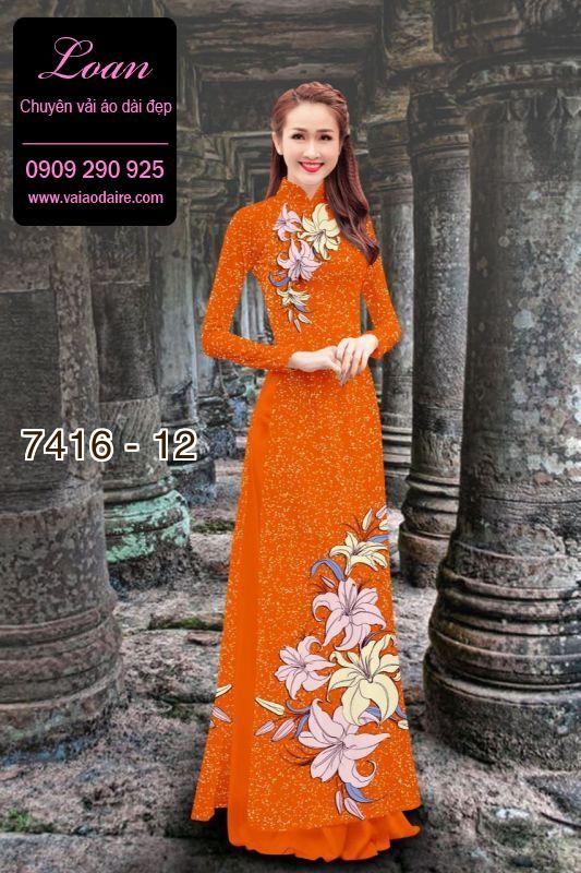 Vải áo dài hoa trên dưới
