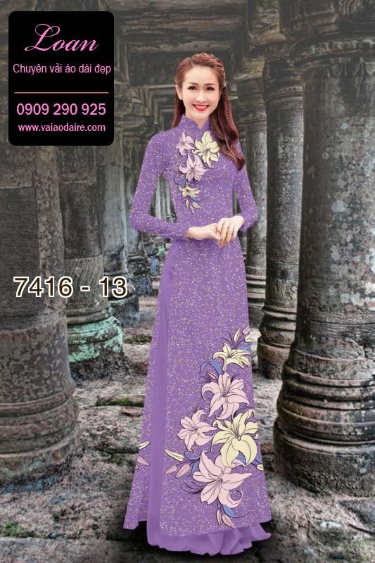 Vải áo dài hoa trên dưới