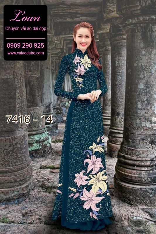 Vải áo dài hoa trên dưới