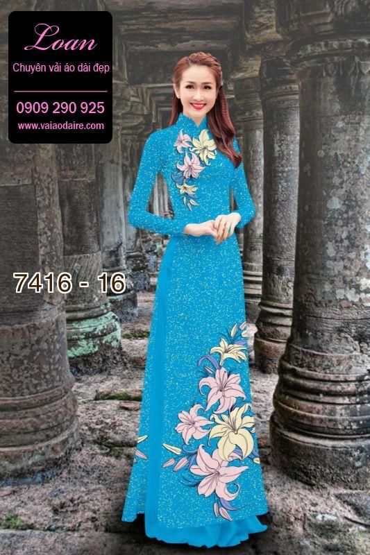 Vải áo dài hoa trên dưới