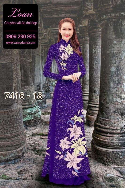 Vải áo dài hoa trên dưới