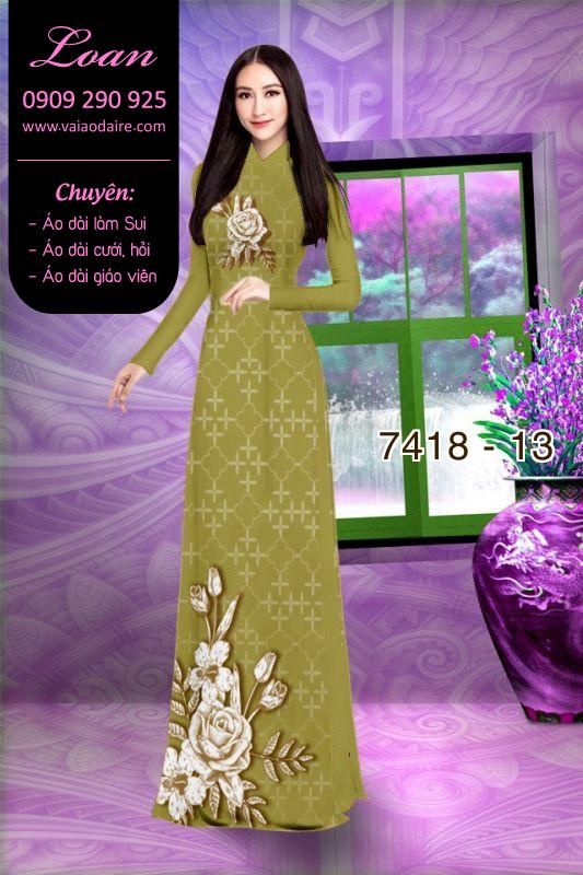 Vải áo dài hoa hồng 3D