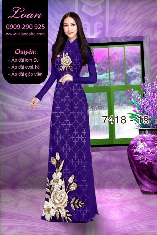 Vải áo dài hoa hồng 3D