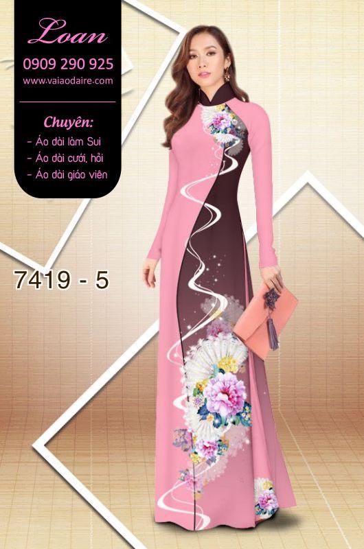 Vải áo dài hoa trên dưới