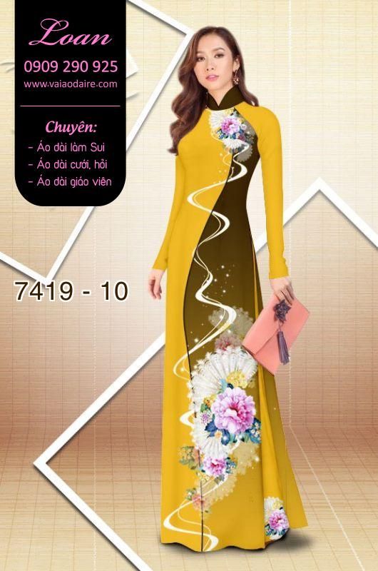 Vải áo dài hoa trên dưới