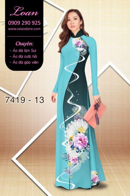 Vải áo dài hoa trên dưới