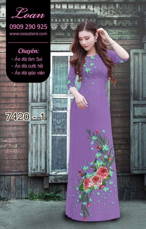 Vải áo dài hoa trên dưới