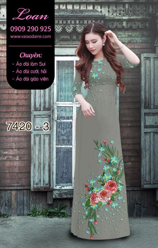 Vải áo dài hoa trên dưới