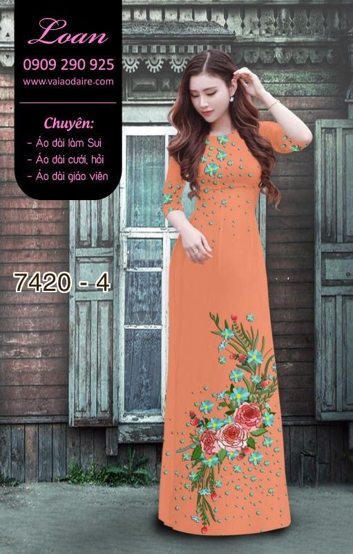 Vải áo dài hoa trên dưới