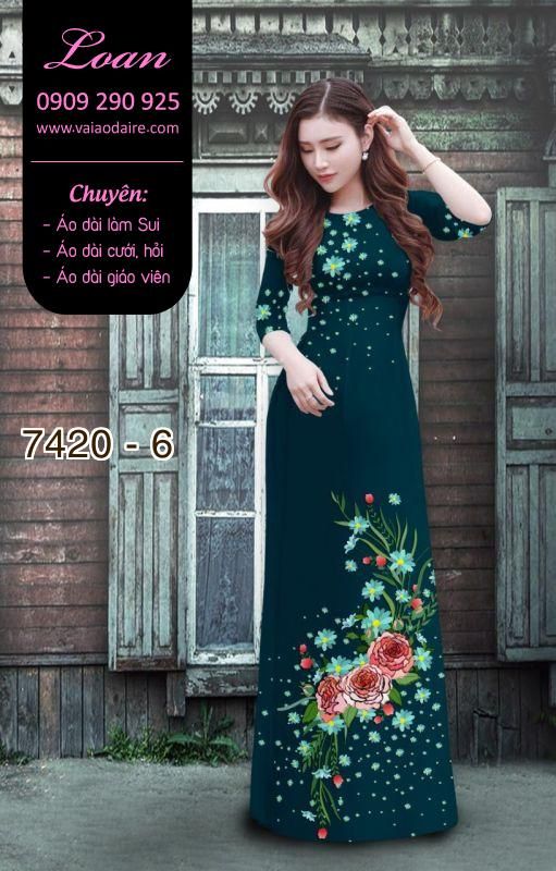Vải áo dài hoa trên dưới