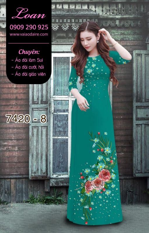 Vải áo dài hoa trên dưới