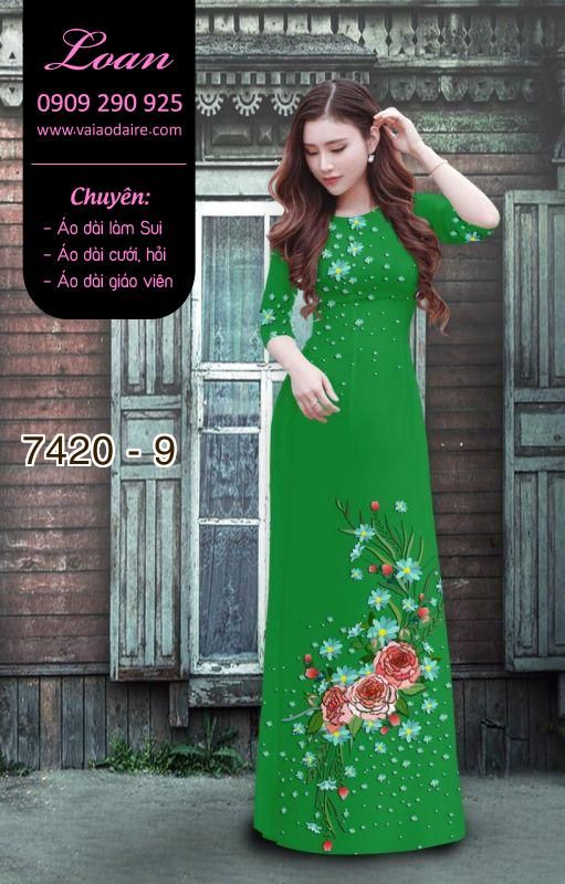 Vải áo dài hoa trên dưới
