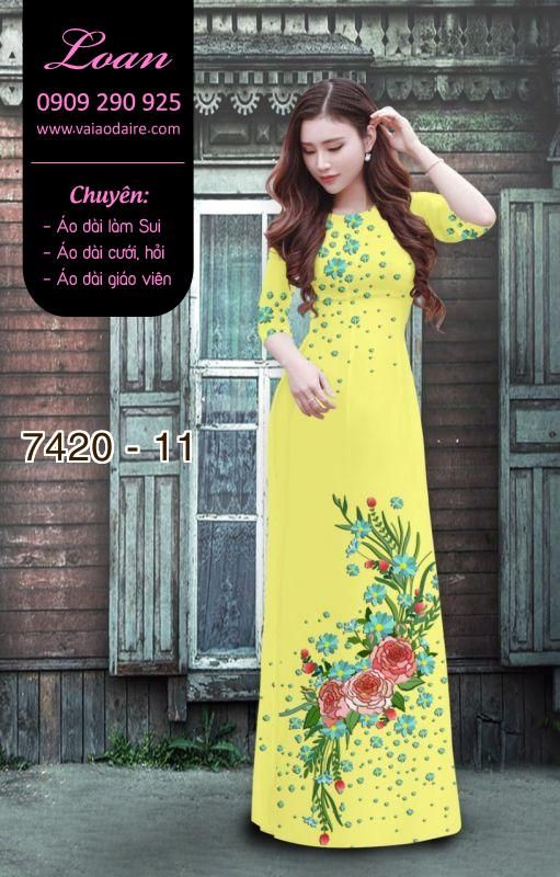 Vải áo dài hoa trên dưới