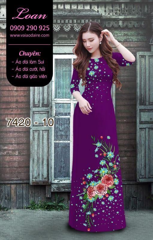 Vải áo dài hoa trên dưới