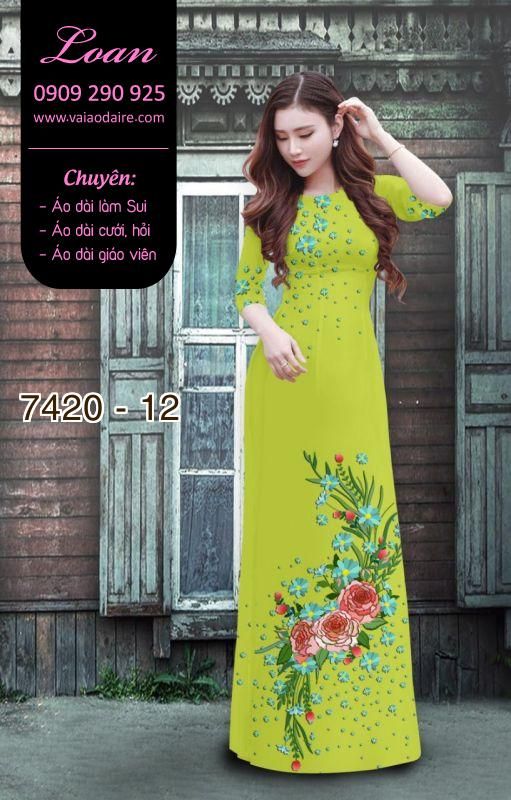 Vải áo dài hoa trên dưới