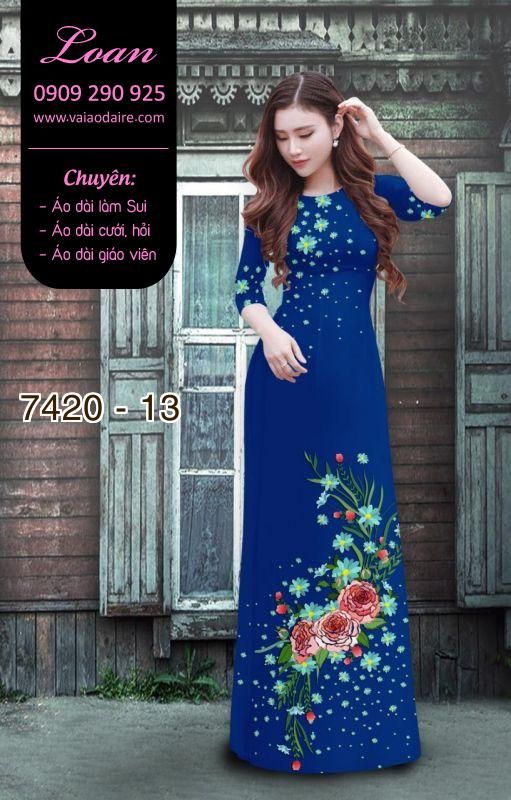Vải áo dài hoa trên dưới