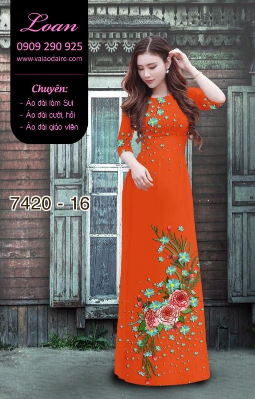 Vải áo dài hoa trên dưới