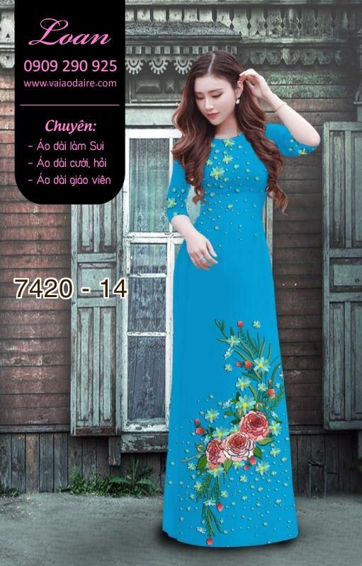 Vải áo dài hoa trên dưới
