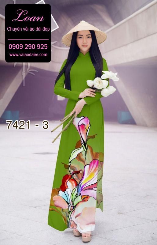 Vải áo dài hoa 3D