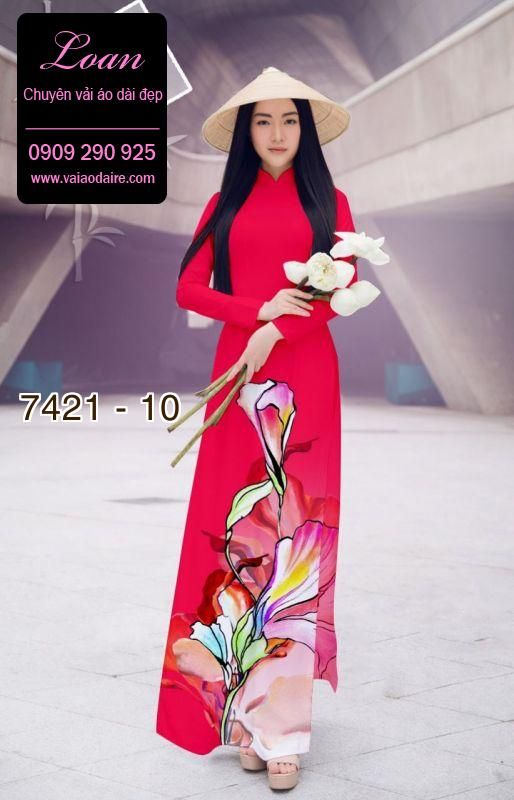 Vải áo dài hoa 3D