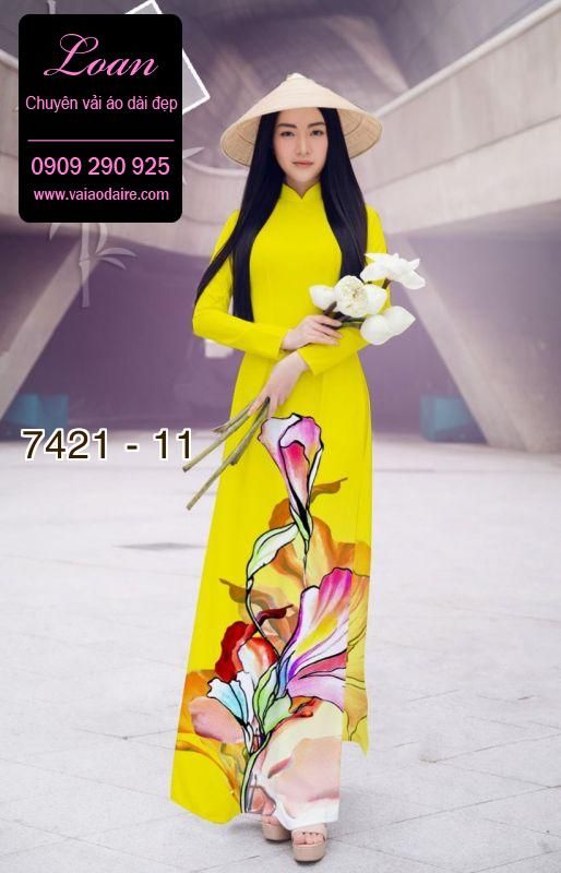 Vải áo dài hoa 3D