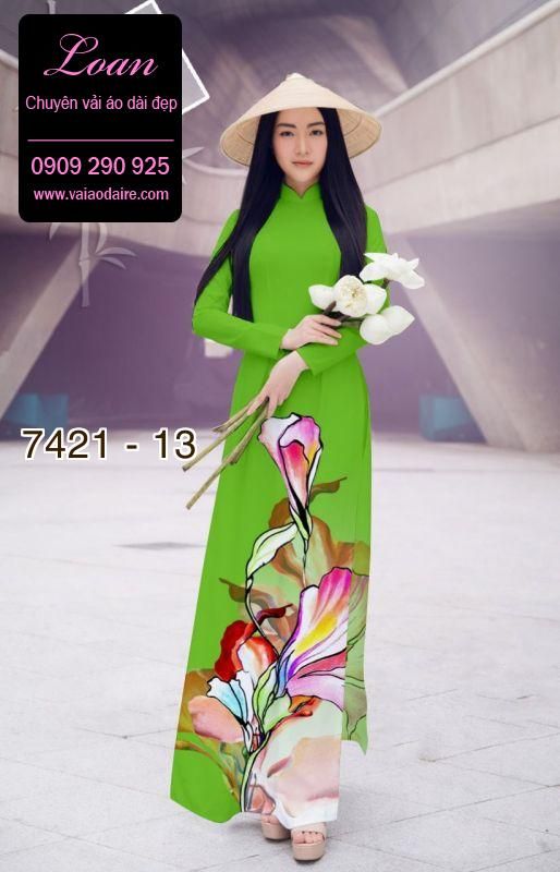 Vải áo dài hoa 3D