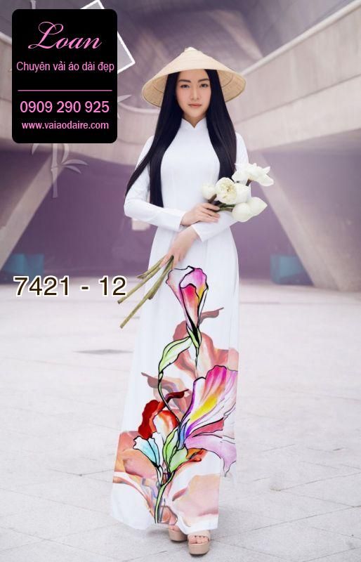 Vải áo dài hoa 3D