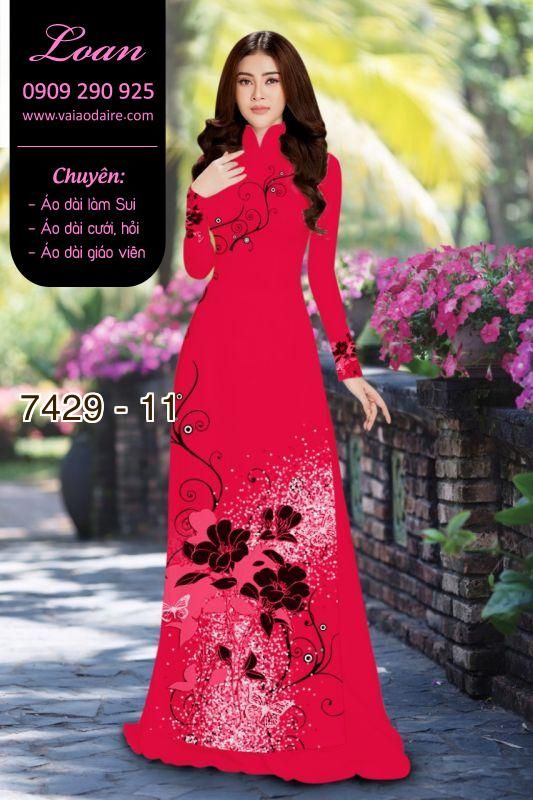 Vải áo dài hoa 3D