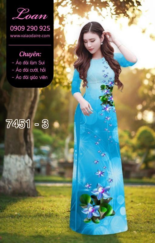 Vải áo dài hoa 3D