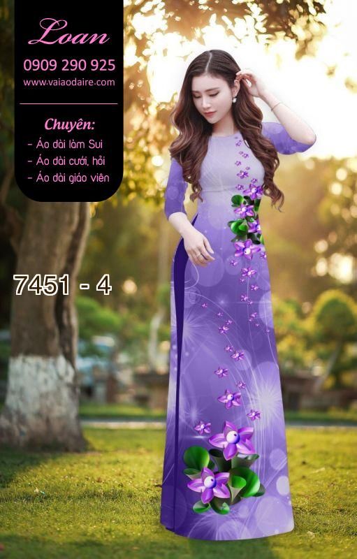 Vải áo dài hoa 3D