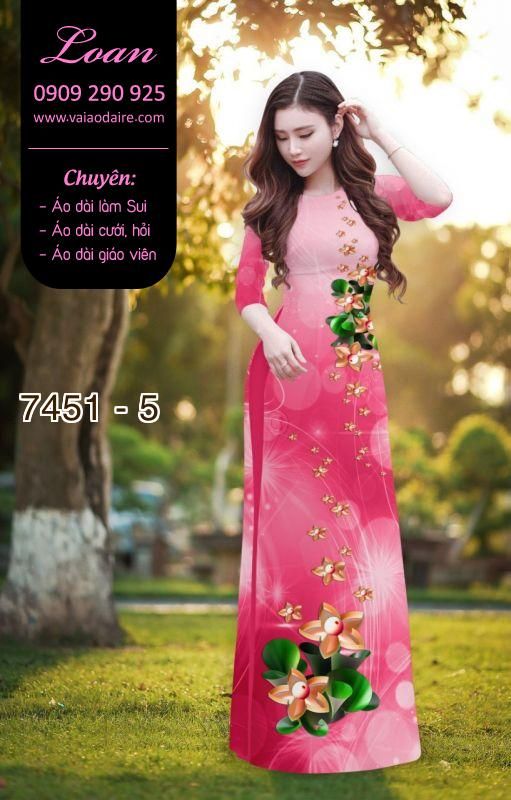 Vải áo dài hoa 3D