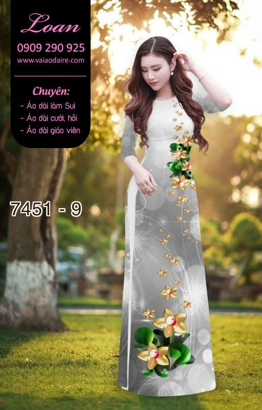 Vải áo dài hoa 3D