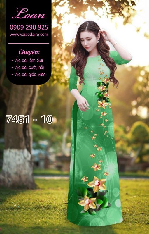 Vải áo dài hoa 3D