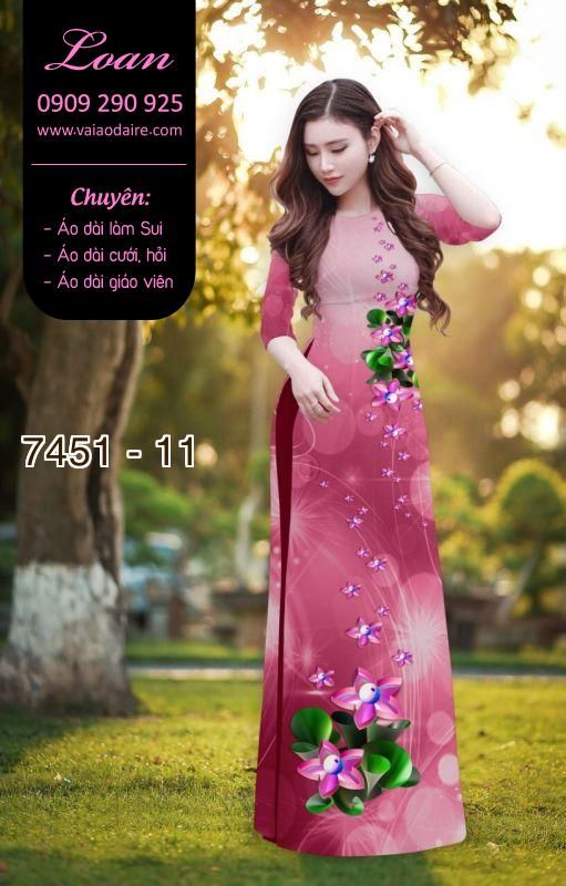 Vải áo dài hoa 3D