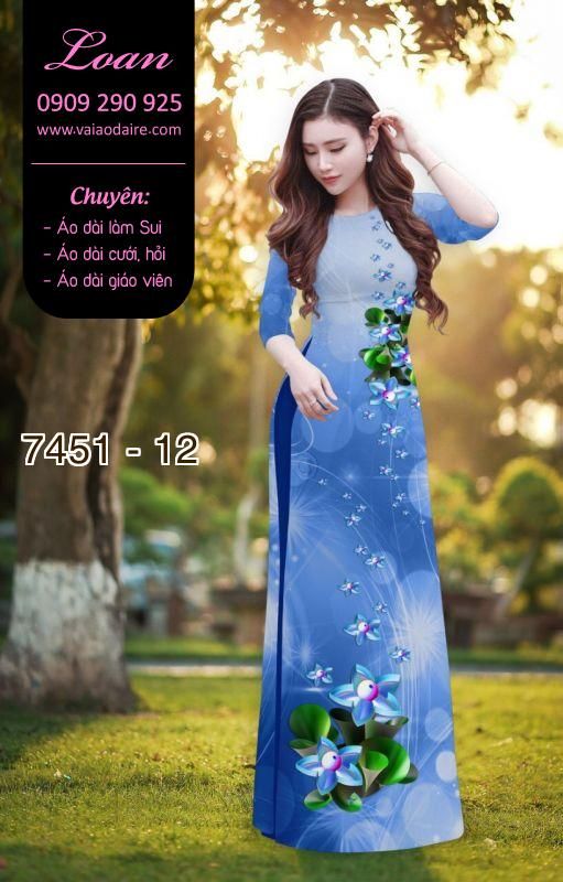 Vải áo dài hoa 3D