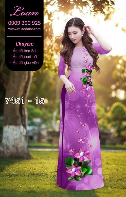 Vải áo dài hoa 3D