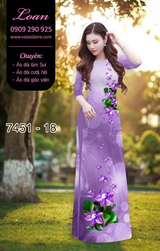 Vải áo dài hoa 3D
