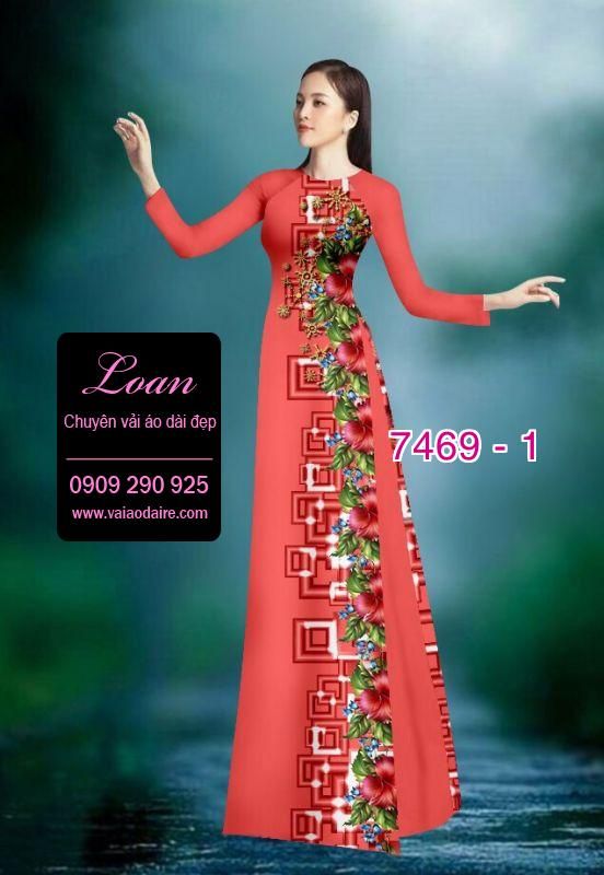 Vải áo dài hoa chạy dọc