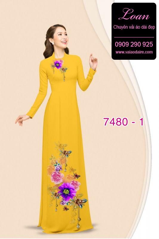 Vải áo dài hoa trên dưới