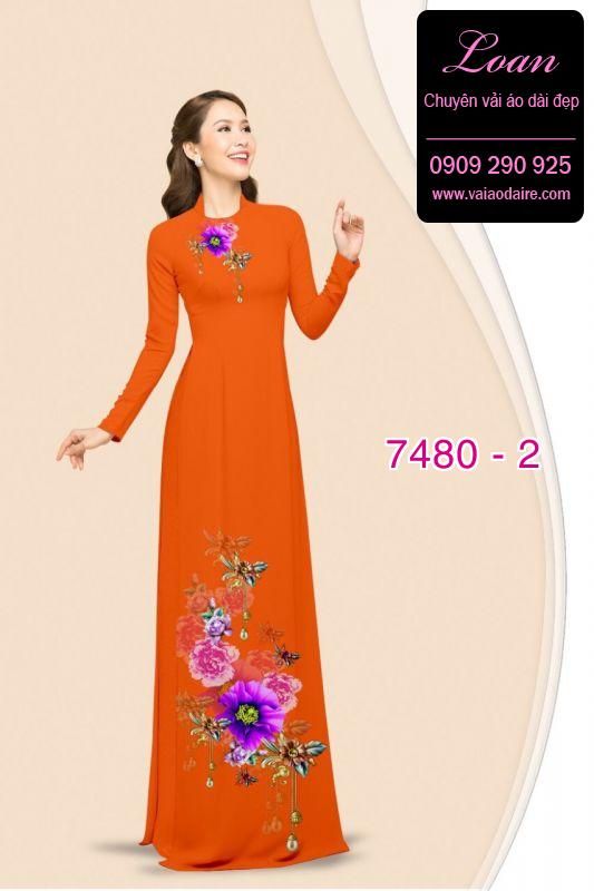 Vải áo dài hoa trên dưới
