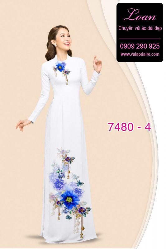 Vải áo dài hoa trên dưới