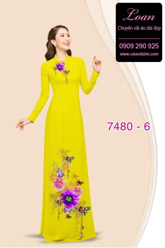 Vải áo dài hoa trên dưới