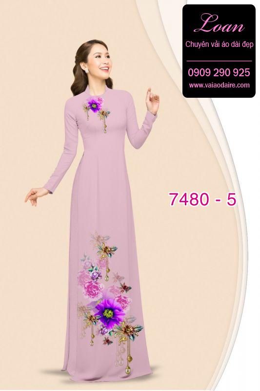 Vải áo dài hoa trên dưới