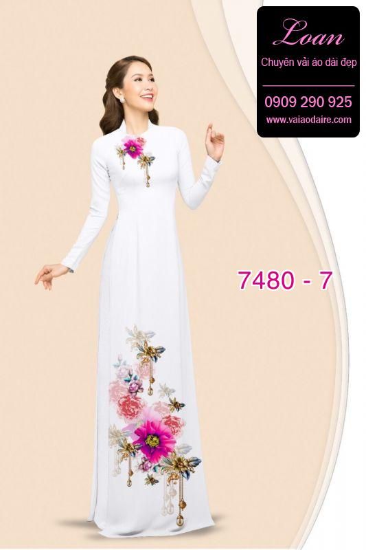 Vải áo dài hoa trên dưới