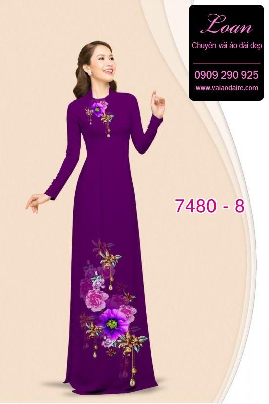 Vải áo dài hoa trên dưới