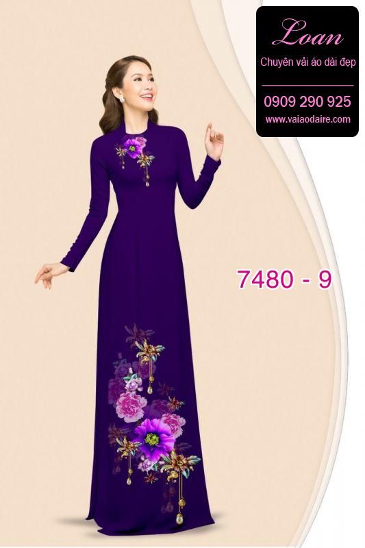 Vải áo dài hoa trên dưới