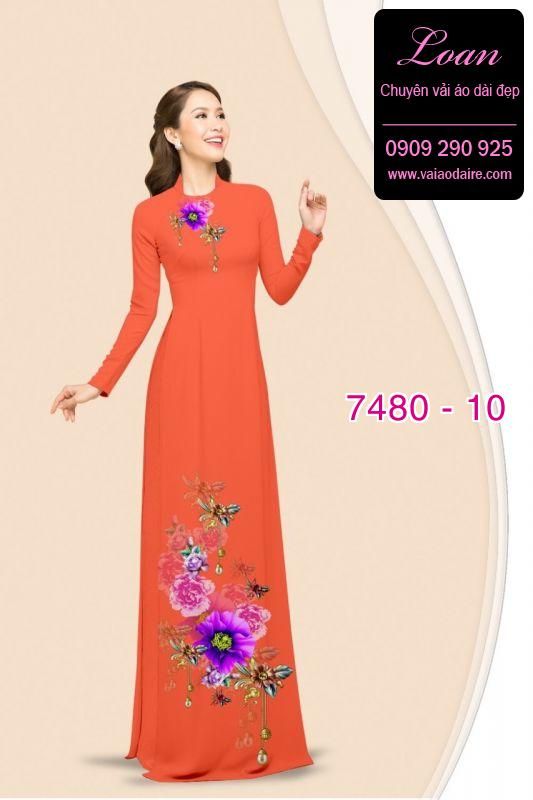 Vải áo dài hoa trên dưới