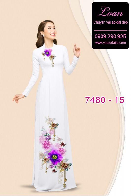 Vải áo dài hoa trên dưới